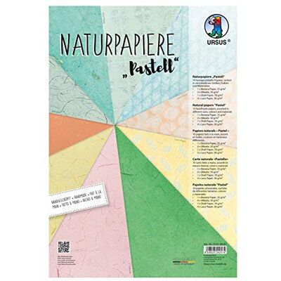 Ursus 61610001 Pastelpapier in verschillende maten, kleuren en kwaliteiten met bananenpapier, schelppapier, Mikado en kantpapier om te knutselen, 10 vellen Ursus 61610001 Pastelpapier in verschillende maten, kleuren en kwaliteiten met bananenpapier, schelppapier, Mikado en kantpapier om te knutselen, 10 vellen