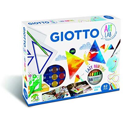 Giotto Art Lab: Easy Painting Creatieve schilderset 1 Kids album + 24 Mini aquarellen + 36 Turbo Color viltstiften + 1 HB potlood + 1 grafisch masker "driehoeken Giotto Art Lab: Easy Painting Creatieve schilderset 1 Kids album + 24 Mini aquarellen + 36 Turbo Color viltstiften + 1 HB potlood + 1 grafisch masker "driehoeken