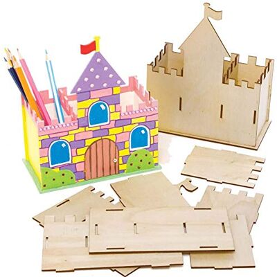 Baker Ross FE275 Set van 2 houten pennenhouders voor kinderen, decoratie en tentoonstelling, voor thuis en op school Baker Ross FE275 Set van 2 houten pennenhouders voor kinderen, decoratie en tentoonstelling, voor thuis en op school