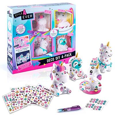 Canal Toys Stijl 4 Ever Mini Eenhoorn, Lama, Luiaard, Flamingo om te personaliseren DIY Deco x 4 karakters-OFG 177 Canal Toys Stijl 4 Ever Mini Eenhoorn, Lama, Luiaard, Flamingo om te personaliseren DIY Deco x 4 karakters-OFG 177