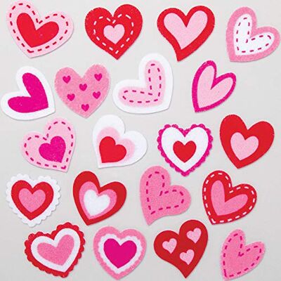 Baker Ross Hart viltstickers voor kinderen, 100-delige set Baker Ross Hart viltstickers voor kinderen, 100-delige set