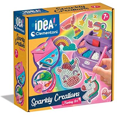 Clementoni Idea-Sparkly Creations-Fantasy Painting, Diamond Art, Kit Art, Laboratorium Edelstenen, creatief spel voor kinderen van 7 jaar, meertalig, 18746 Clementoni Idea-Sparkly Creations-Fantasy Painting, Diamond Art, Kit Art, Laboratorium Edelstenen, creatief spel voor kinderen van 7 jaar, meertalig, 18746