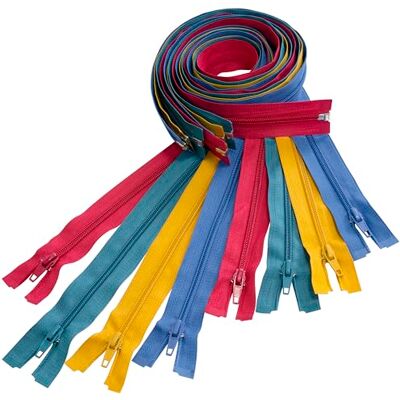 AERZETIX Set van 8 spiraalritssluitingen nr. 5 75 cm deelbaar met schuiver van nylon polyester metaal kleur zeegroen-blauw-saffier mosterdroze-framboos AERZETIX Set van 8 spiraalritssluitingen nr. 5 75 cm deelbaar met schuiver van nylon polyester metaal kleur zeegroen-blauw-saffier mosterdroze-framboos
