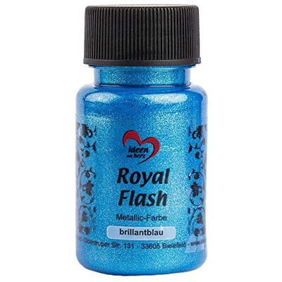 Ideen mit Herz Royal Flash Metallic acrylverf met fijne glitter, 50 ml, blauw glanzend Ideen mit Herz Royal Flash Metallic acrylverf met fijne glitter, 50 ml, blauw glanzend