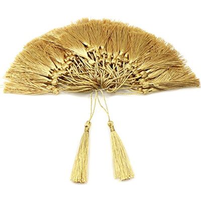 VAPKER 100 stuks zachte en zijdeachtige handgemaakte floss pompons met 5,1 cm gesp voor het maken van sieraden, doe-het-zelfprojecten, bladwijzers, lichtgoud, 13 cm VAPKER 100 stuks zachte en zijdeachtige handgemaakte floss pompons met 5,1 cm gesp voor het maken van sieraden, doe-het-zelfprojecten, bladwijzers, lichtgoud, 13 cm