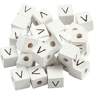 Creativ Letterparel 8 x 8 mm, gatgrootte 3 mm, wit, flessenborstel, V, 25 stuks Creativ Letterparel 8 x 8 mm, gatgrootte 3 mm, wit, flessenborstel, V, 25 stuks
