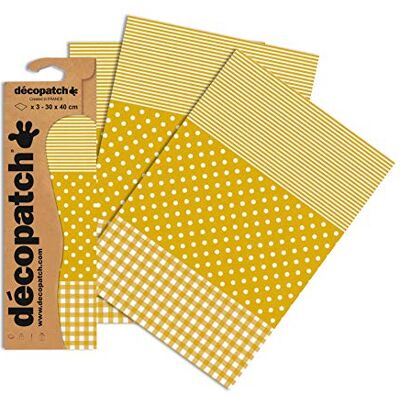 décopatch 3 vellen papier gestreept stippen en geruit goud/wit 30x4 cm décopatch 3 vellen papier gestreept stippen en geruit goud/wit 30x4 cm