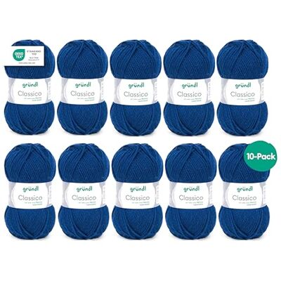 Gründl Classico Breiwol, 10 x 50% scheerwol (merino) en 50% polyacryl, 50 g/120 m, naalddikte 3,5-4,5, marineblauw Gründl Classico Breiwol, 10 x 50% scheerwol (merino) en 50% polyacryl, 50 g/120 m, naalddikte 3,5-4,5, marineblauw