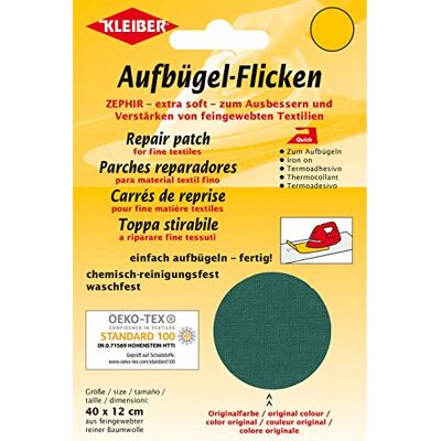 Kleiber 40 x 12 cm katoenen herstellapjes voor fijn breiwerk om op te strijken, groen Kleiber 40 x 12 cm katoenen herstellapjes voor fijn breiwerk om op te strijken, groen