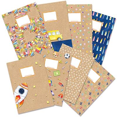 Papierdrachen Set van 8 hoogwaardige notitieboekomslag van papier voor kinderen DIN A4 250 g/m² set nr. 4 (aquarelpatroon A4) Papierdrachen Set van 8 hoogwaardige notitieboekomslag van papier voor kinderen DIN A4 250 g/m² set nr. 4 (aquarelpatroon A4)