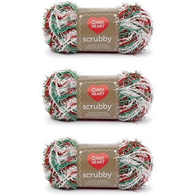 Red Heart Scrubby Jolly polyester garen 85g 4 medium (gekamd) 78m Red Heart Scrubby Jolly polyester garen 85g 4 medium (gekamd) 78m