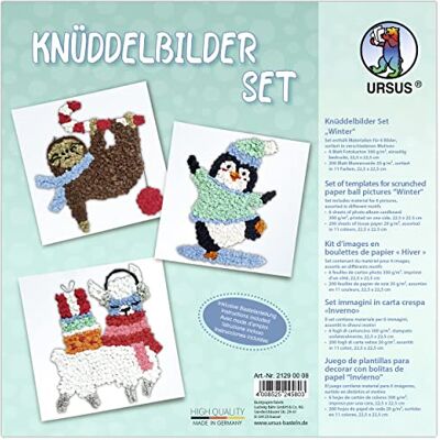 Ursus 21290008 knutselset voor kinderen vanaf 3 jaar, met 6 sjablonen en gekleurd zijdepapier voor het maken van foto's van papieren ballen Ursus 21290008 knutselset voor kinderen vanaf 3 jaar, met 6 sjablonen en gekleurd zijdepapier voor het maken van foto's van papieren ballen