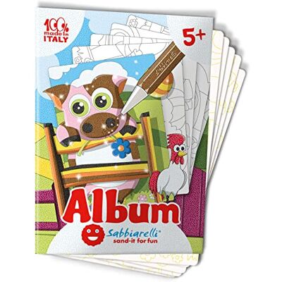 Sabbiarelli – Album met boerderijdieren zelfklevende vellen voor zand Bevat 5 zelfklevende A5-tekeningen, 100% Made in Italy, knutselwerk, kinderen 5-12 jaar, gekleurd zand niet inbegrepen Sabbiarelli – Album met boerderijdieren zelfklevende vellen voor zand Bevat 5 zelfklevende A5-tekeningen, 100% Made in Italy, knutselwerk, kinderen 5-12 jaar, gekleurd zand niet inbegrepen