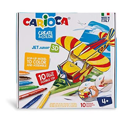 CARIOCA Create & Color Pop-Up 3D met 10 super wasbare viltstiften met dubbele punt planny, 42904 CARIOCA Create & Color Pop-Up 3D met 10 super wasbare viltstiften met dubbele punt planny, 42904