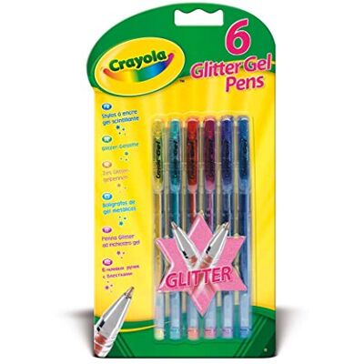 CRAYOLA Set van 6 glittergelpennen, verschillende kleuren, voeg wat glans toe aan je knutselwerkjes, ideaal voor kinderen vanaf 3 jaar CRAYOLA Set van 6 glittergelpennen, verschillende kleuren, voeg wat glans toe aan je knutselwerkjes, ideaal voor kinderen vanaf 3 jaar