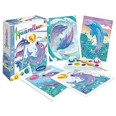 Sentosphère Sentosphere 3906000 Aquarellum Mini, aquarelschilderset voor kinderen, delfine, knutselset, creatieve set, doe-het-zelf Sentosphère Sentosphere 3906000 Aquarellum Mini, aquarelschilderset voor kinderen, delfine, knutselset, creatieve set, doe-het-zelf