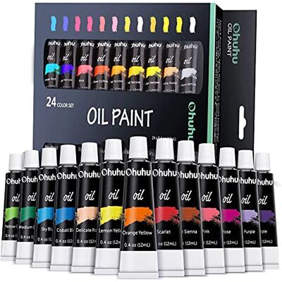 Ohuhu 24 tubes olieverf, 12 ml, starterset op canvas en niet-giftige verf, kunstenaarskwaliteit, voor kunstenaars, beginners, volwassenen Ohuhu 24 tubes olieverf, 12 ml, starterset op canvas en niet-giftige verf, kunstenaarskwaliteit, voor kunstenaars, beginners, volwassenen