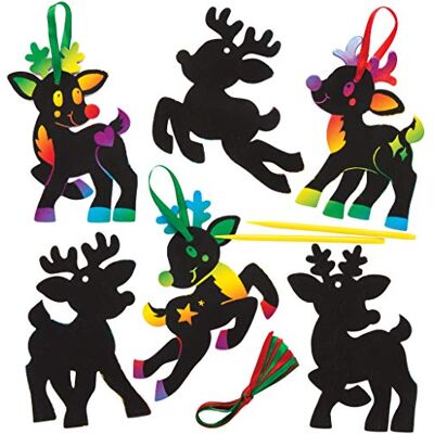 Baker Ross Rendierdecoraties om te krabben (10 stuks), creatieve hobby- en kerstdecoratie voor kinderen Baker Ross Rendierdecoraties om te krabben (10 stuks), creatieve hobby- en kerstdecoratie voor kinderen