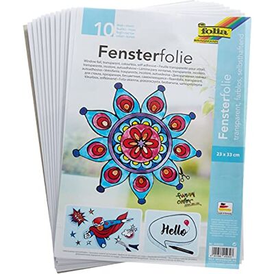 Folia 450230 Raamfolie, kleeffolie, raamfolie, kleeffolie, 23 x 33 cm, transparant, raamfolie met kleeffolie, 10 vellen Folia 450230 Raamfolie, kleeffolie, raamfolie, kleeffolie, 23 x 33 cm, transparant, raamfolie met kleeffolie, 10 vellen