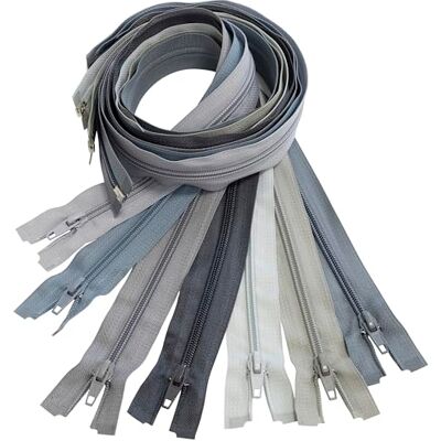 AERZETIX Set van 7 spiraalritssluitingen nr. 5 70 cm deelbaar met schuiver van nylon polyester metaal grijze tint naai-creaties DIY textiel kleding AERZETIX Set van 7 spiraalritssluitingen nr. 5 70 cm deelbaar met schuiver van nylon polyester metaal grijze tint naai-creaties DIY textiel kleding