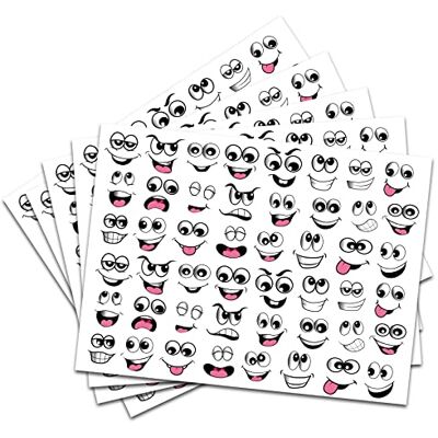 Finest Folia 240 stuks mond- en oogstickers, 28 x 21 cm, grappige stickers voor kinderen, knutselen, decoratie, geschenken, scrapbooking, zwart en wit, doe-het-zelf Finest Folia 240 stuks mond- en oogstickers, 28 x 21 cm, grappige stickers voor kinderen, knutselen, decoratie, geschenken, scrapbooking, zwart en wit, doe-het-zelf