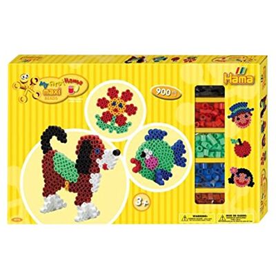 Hama 8712 cadeauset met ca. 900 kleurrijke strijkkralen 10 mm diameter, motiefsjablonen en 2 stiftplaten, strijkpapier, knutselen voor groot en klein Hama 8712 cadeauset met ca. 900 kleurrijke strijkkralen 10 mm diameter, motiefsjablonen en 2 stiftplaten, strijkpapier, knutselen voor groot en klein