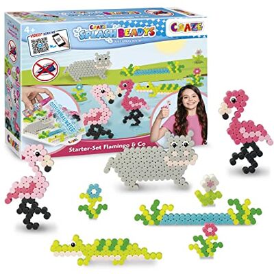CRAZE Splash Beadys strijkkralen zonder strijken, starterset, flamingo, waterparels, om te knutselen, voor kinderen 20579, meerkleurig CRAZE Splash Beadys strijkkralen zonder strijken, starterset, flamingo, waterparels, om te knutselen, voor kinderen 20579, meerkleurig