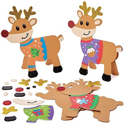 Baker Ross FX240 Kerstkaarten rendierkaarten, set van 6 om te knutselen, kinderkaarten, Kerstmis Baker Ross FX240 Kerstkaarten rendierkaarten, set van 6 om te knutselen, kinderkaarten, Kerstmis
