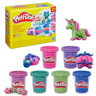 Play-Doh , 6 stuks glitterklei, boetseerklei, knutselen voor kinderen Play-Doh , 6 stuks glitterklei, boetseerklei, knutselen voor kinderen