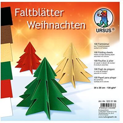 Ursus 3235199 100 vellen kerstvouwpapier 130g/m² 6 kleuren ca. 20 x 20 cm gekleurd in massa, hoge kleurglans en lichtbestendigheid, ideaal voor mooie vouwfiguren Ursus 3235199 100 vellen kerstvouwpapier 130g/m² 6 kleuren ca. 20 x 20 cm gekleurd in massa, hoge kleurglans en lichtbestendigheid, ideaal voor mooie vouwfiguren