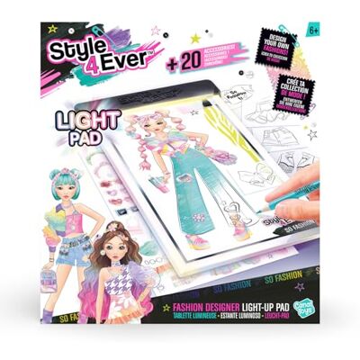 Canal Toys Lichttablet – mode met creatieve complete set – led-tekentafel met potloden, sjablonen en stickers – designset met accessoires voor kinderen Canal Toys Lichttablet – mode met creatieve complete set – led-tekentafel met potloden, sjablonen en stickers – designset met accessoires voor kinderen