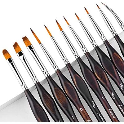 Fuumuui Verfpenselen, 11 stuks professionele penselen voor fijne details voor acryl, aquarel, miniatuur, modelbouw, Warhammer 40 k, schilderen op nummer, Figuurpenselen, miniatuurpenselen Fuumuui Verfpenselen, 11 stuks professionele penselen voor fijne details voor acryl, aquarel, miniatuur, modelbouw, Warhammer 40 k, schilderen op nummer, Figuurpenselen, miniatuurpenselen