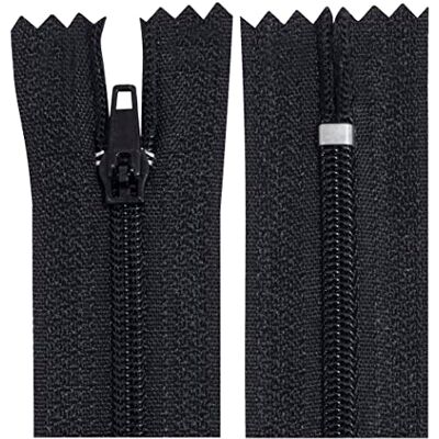 AERZETIX C63136 10 stuks spiraalritsen nr. 3 niet scheidbaar 18 cm nylon zelfsluitende metalen schuif kleur zwart kleding naaien broek fournituren AERZETIX C63136 10 stuks spiraalritsen nr. 3 niet scheidbaar 18 cm nylon zelfsluitende metalen schuif kleur zwart kleding naaien broek fournituren
