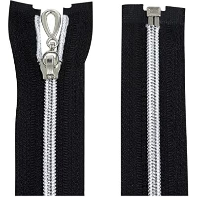 AERZETIX C64080 Set van 10 spiraalritsen nr. 5 55 cm deelbaar zelfsluitend zilver nylon net metalen schuifregelaar zwart fournituren AERZETIX C64080 Set van 10 spiraalritsen nr. 5 55 cm deelbaar zelfsluitend zilver nylon net metalen schuifregelaar zwart fournituren