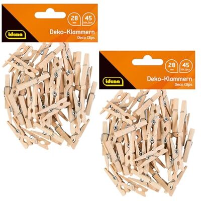 Idena 90173 90173 90 stuks miniatuurklemmen van hout 2,8 cm voor knutselen, decoratie en decoratie Idena 90173 90173 90 stuks miniatuurklemmen van hout 2,8 cm voor knutselen, decoratie en decoratie