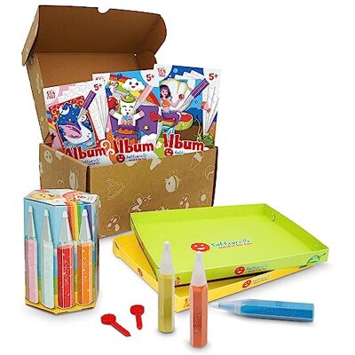 Sabbiarelli – Box Fantastische Werelden 5+ Sand Art: Eenhoorns en Zeemeerminnen Bevat zelfklevende tekeningen, gekleurd zand en accessoires, 100% Made in Italy, knutselwerk, kinderen 5-12 jaar Sabbiarelli – Box Fantastische Werelden 5+ Sand Art: Eenhoorns en Zeemeerminnen Bevat zelfklevende tekeningen, gekleurd zand en accessoires, 100% Made in Italy, knutselwerk, kinderen 5-12 jaar