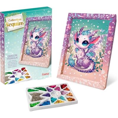 Lansay Paillettencollectie Fairy Dragon – schilderij om te versieren Creatieve activiteit – basis van polystyreen, spelden en kleurrijke zakjes – opbergvak inbegrepen – illustratie om te Lansay Paillettencollectie Fairy Dragon – schilderij om te versieren Creatieve activiteit – basis van polystyreen, spelden en kleurrijke zakjes – opbergvak inbegrepen – illustratie om te