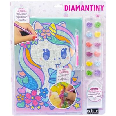 DIAMANTINY Design Art Kawaii eenhoorn met bloemen, meerkleurig, 90018 DIAMANTINY Design Art Kawaii eenhoorn met bloemen, meerkleurig, 90018
