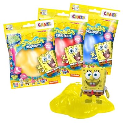 CRAZE Magic Slime Bag Sponge BOB 3 stuks kinderslijm in 75 ml zak met kop Bob de verrassingsspons, geurloos, zonder resten CRAZE Magic Slime Bag Sponge BOB 3 stuks kinderslijm in 75 ml zak met kop Bob de verrassingsspons, geurloos, zonder resten
