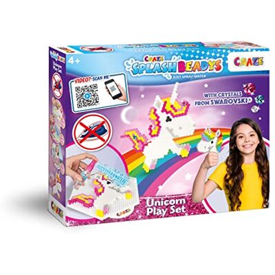 CRAZE Splash Beadys 58467 Steekkralen, play-set, eenhoorn, strijkkralen, zonder strijken, waterparels voor kinderen, niet giftig, met Swarovski Crystal knutselset CRAZE Splash Beadys 58467 Steekkralen, play-set, eenhoorn, strijkkralen, zonder strijken, waterparels voor kinderen, niet giftig, met Swarovski Crystal knutselset