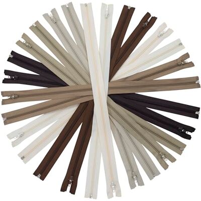 AERZETIX Set van 14 spiraalritsen nr. 5 50 cm deelbaar met schuiver beige tint van nylon polyester metaal naaien creaties DIY textiel AERZETIX Set van 14 spiraalritsen nr. 5 50 cm deelbaar met schuiver beige tint van nylon polyester metaal naaien creaties DIY textiel
