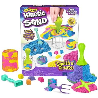 Kinetic Sand KNS Squish N Create Origineel uit Zweden met 5 gereedschappen, kleurrijke zandcreaties, sensorisch spel Kinetic Sand KNS Squish N Create Origineel uit Zweden met 5 gereedschappen, kleurrijke zandcreaties, sensorisch spel