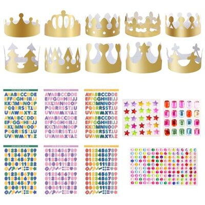 BEELUKY 20 stuks papieren kransen om te knutselen Voor kinderverjaardag Met 3 vellen strass-stickers en 6 vellen alfanumerieke stickers Voor verjaardagsfeestjes BEELUKY 20 stuks papieren kransen om te knutselen Voor kinderverjaardag Met 3 vellen strass-stickers en 6 vellen alfanumerieke stickers Voor verjaardagsfeestjes