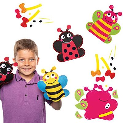 Baker Ross Insecten naaien handpop kits (3 stuks) knutselen voor kinderen Baker Ross Insecten naaien handpop kits (3 stuks) knutselen voor kinderen