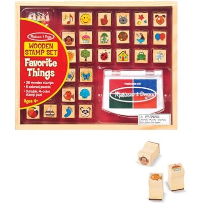 Melissa & Doug Deluxe houten stempelset met 26 stempels, 4 inktstempels en 5 potloden, creatief speelgoed, knutselen voor meisjes en jongens van 3, 4, 5, 6, 7 jaar Melissa & Doug Deluxe houten stempelset met 26 stempels, 4 inktstempels en 5 potloden, creatief speelgoed, knutselen voor meisjes en jongens van 3, 4, 5, 6, 7 jaar