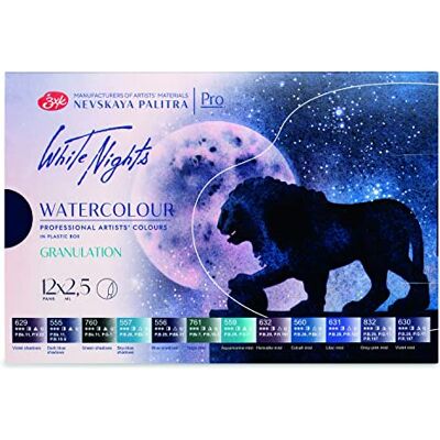 White Nights Honsell 80133- Artist Aquarelset, witte kunststof doos met 12 korrelkleuren in kleine toiletten, 80133, meerkleurig, ca. 15 x 10 x 3 cm White Nights Honsell 80133- Artist Aquarelset, witte kunststof doos met 12 korrelkleuren in kleine toiletten, 80133, meerkleurig, ca. 15 x 10 x 3 cm
