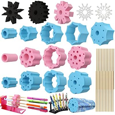Openfly 6 stuks glitter epoxy pen adapters voor bekerdraaier, 1,9 cm PVC-slang met 24 pluggen, 24 hulzen en 24 doppen, epoxy bekerdraaier voor het vasthouden van pennen Openfly 6 stuks glitter epoxy pen adapters voor bekerdraaier, 1,9 cm PVC-slang met 24 pluggen, 24 hulzen en 24 doppen, epoxy bekerdraaier voor het vasthouden van pennen