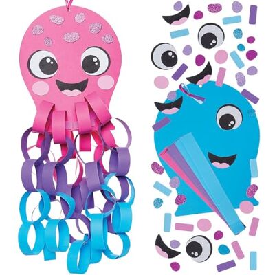 Baker Ross VC144 octopus papieren slingers 3 stuks, knutselen met papieren slingers in octopus vorm Baker Ross VC144 octopus papieren slingers 3 stuks, knutselen met papieren slingers in octopus vorm