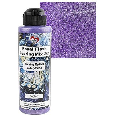 Ideen mit Herz Royal Flash Pouring Mix 2-in-1 acrylverf Pouring Medium & Metallic met glittereffect, 180 ml, mengen met vloeistof, medium of siliconenolie (paars) Ideen mit Herz Royal Flash Pouring Mix 2-in-1 acrylverf Pouring Medium & Metallic met glittereffect, 180 ml, mengen met vloeistof, medium of siliconenolie (paars)
