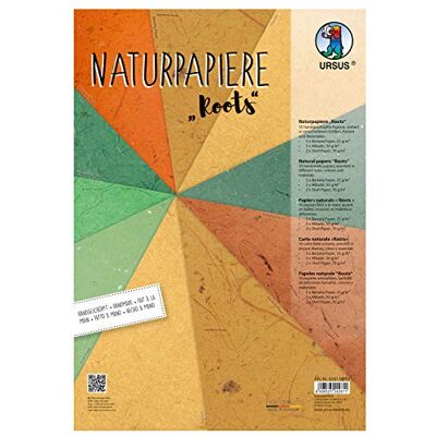 Ursus Roots 61610005 10 vellen natuurlijk papier in verschillende maten, kleuren en kwaliteiten met schelppapier Mikado bananenpapier om te knutselen, meerkleurig Ursus Roots 61610005 10 vellen natuurlijk papier in verschillende maten, kleuren en kwaliteiten met schelppapier Mikado bananenpapier om te knutselen, meerkleurig